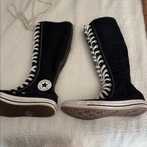Well loved knee high black converse